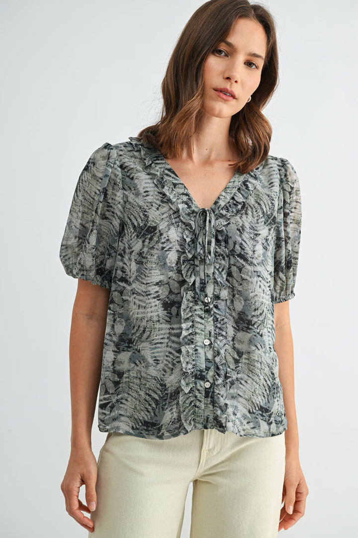 FERN RUFFLE NECK BLOUSE