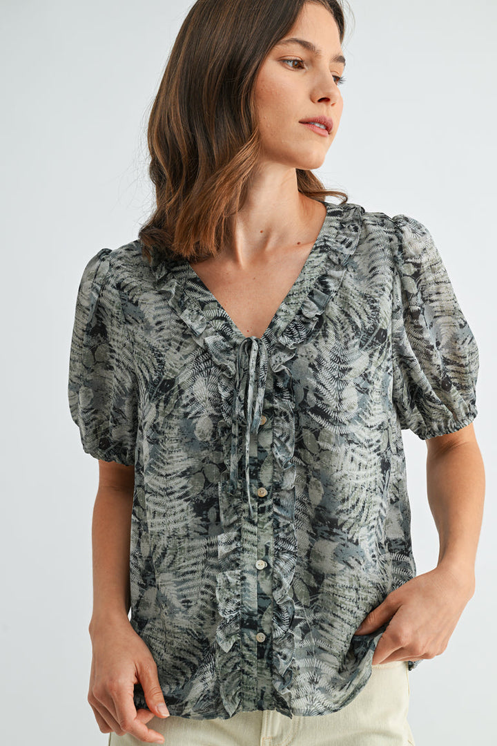 FERN RUFFLE NECK BLOUSE