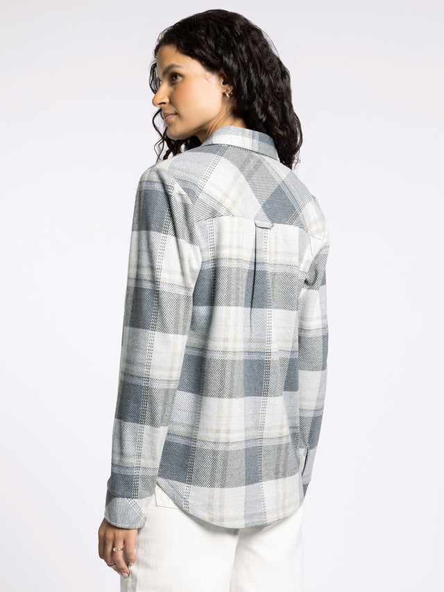 CASSIAN GREY & BEIGE KNIT PLAID SHIRT