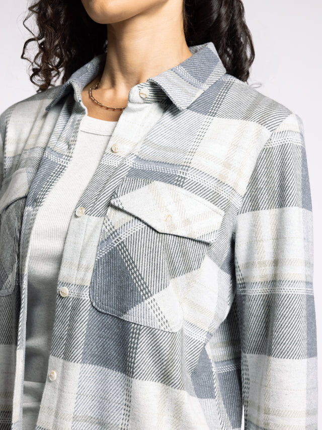 CASSIAN GREY & BEIGE KNIT PLAID SHIRT