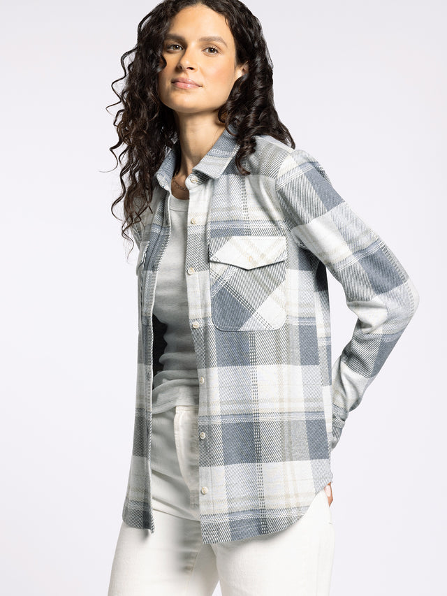 CASSIAN GREY & BEIGE KNIT PLAID SHIRT