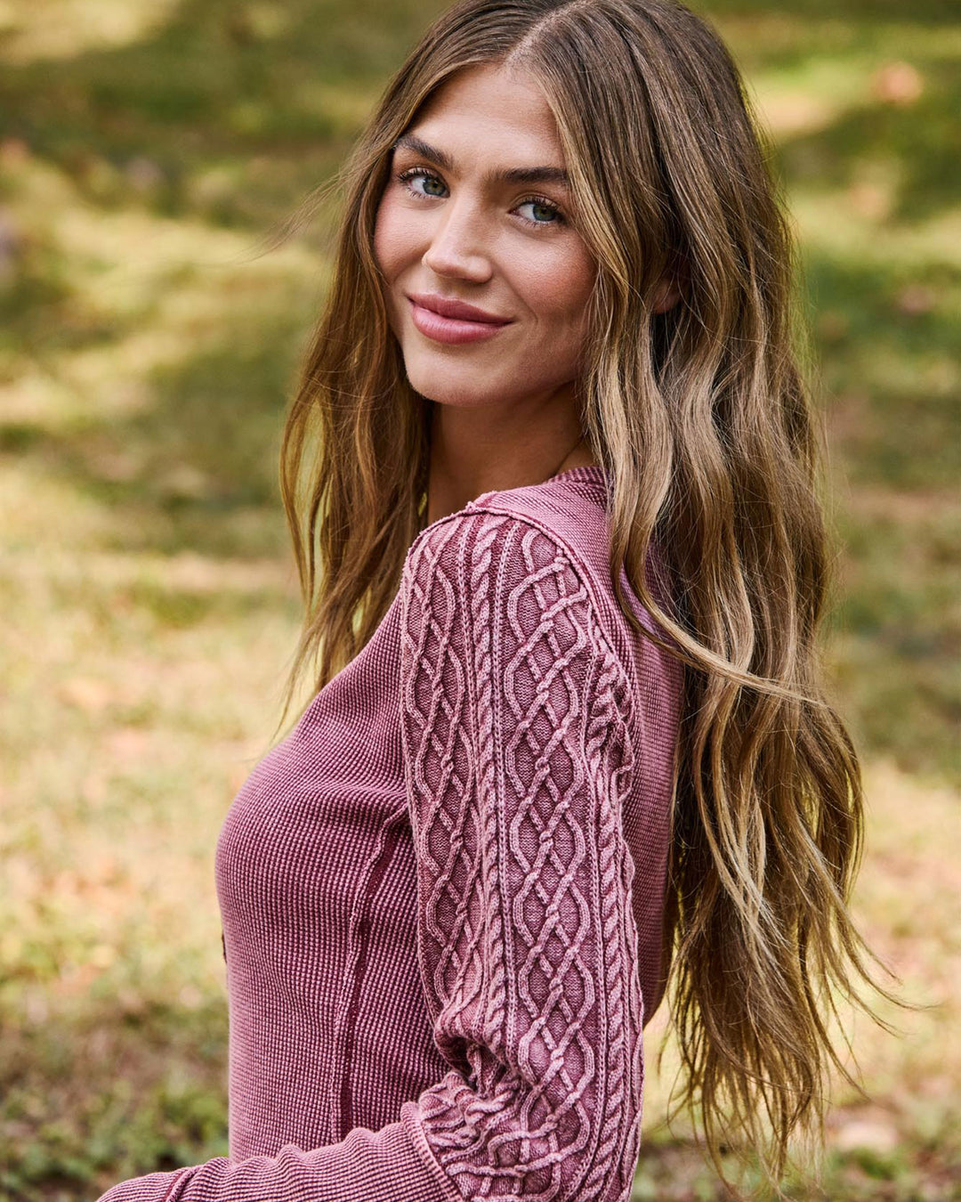 BURGUNDY HATTIEVILLE MIXED MEDIA CABLE HENLEY