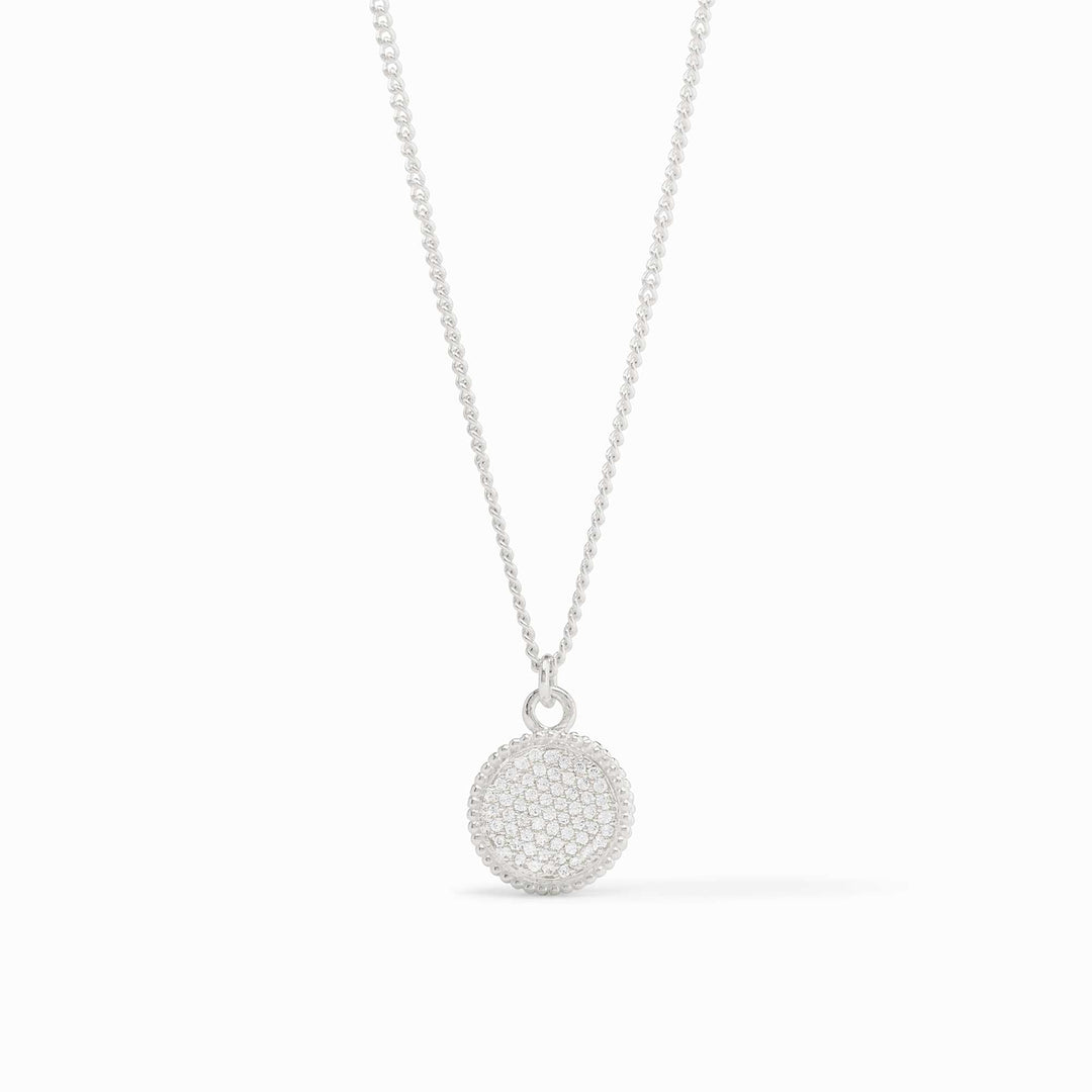 FLEUR-DE-LISE SILVER CUBIC ZIRCONIA NECKLACE