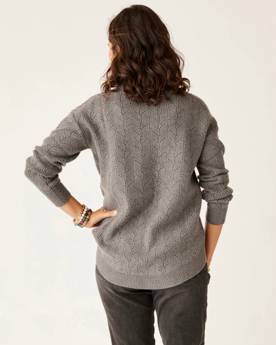 ROCKVALE PEWTER HEATHER ALLOVER STITCH SWEATER