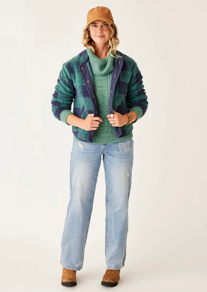 POSIE FOREST PLAID BOUCLE  FLEECE JACKET