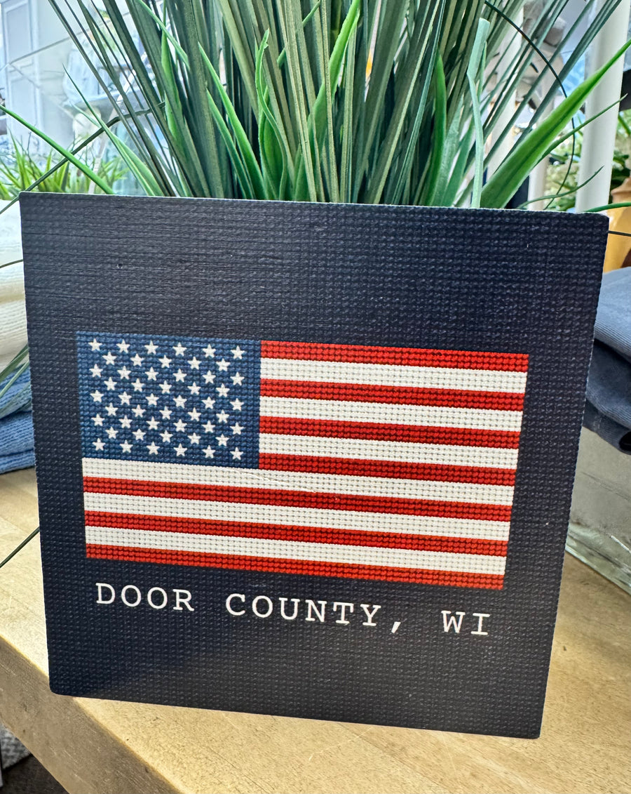 DOOR COUNTY CROSSTICH FLAG BLOCK SIGN
