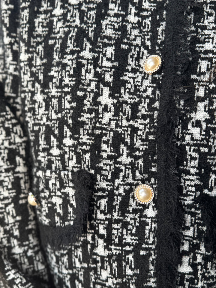 BLACK HOUNDSTOOTH SWEATER JACKET