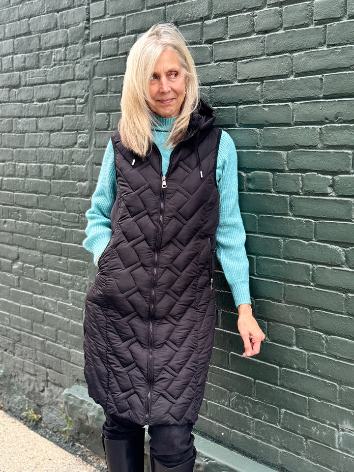 TAHOE BLACK HOODED QUILTED VEST