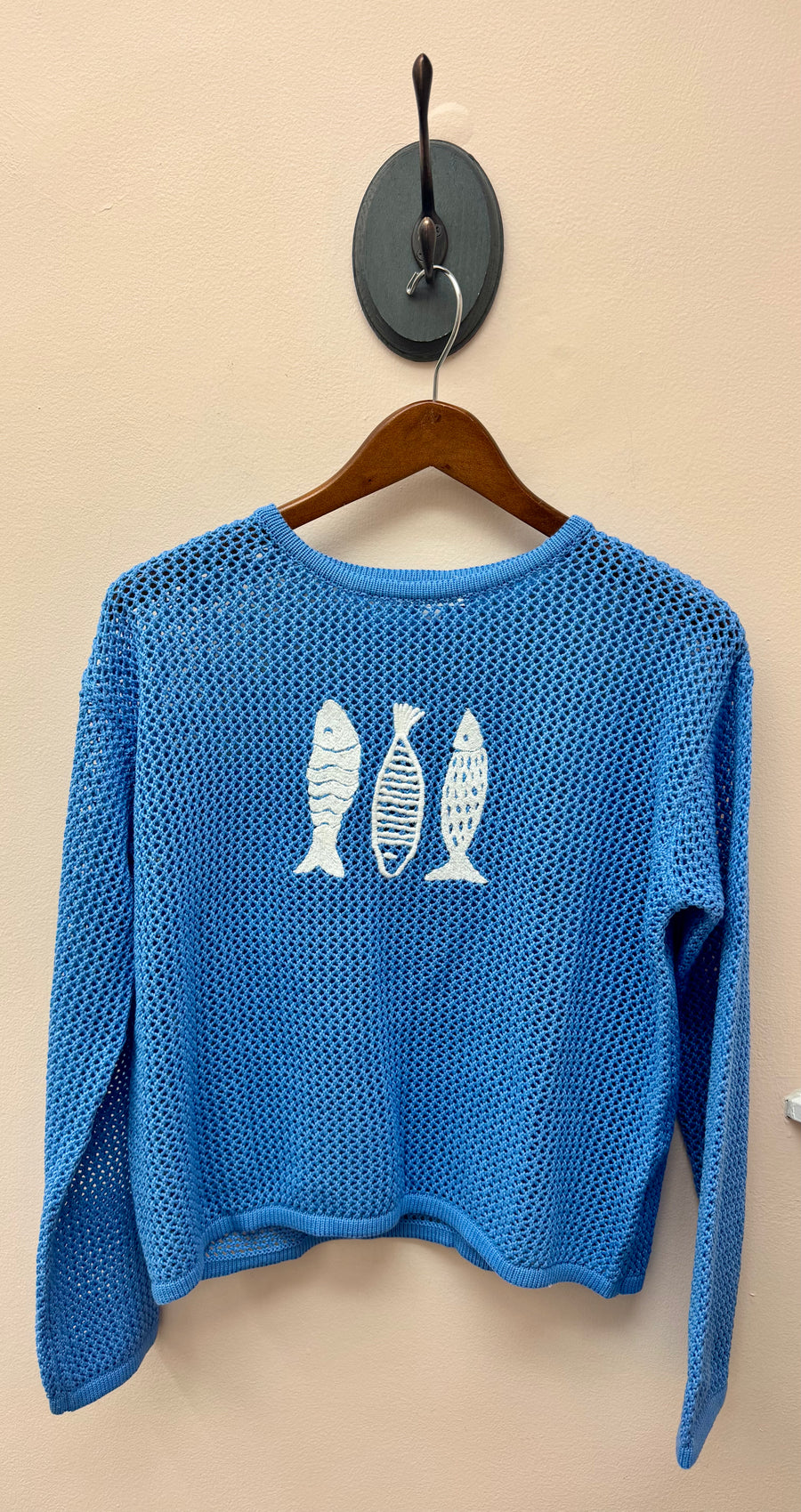 FISH TRIO OPEN KNIT SWEATER
