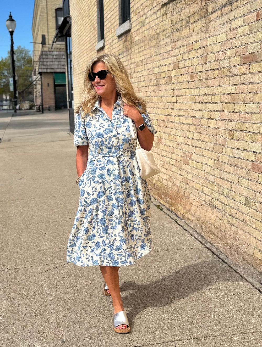 DASHA SAND FLORAL MIDI DRESS
