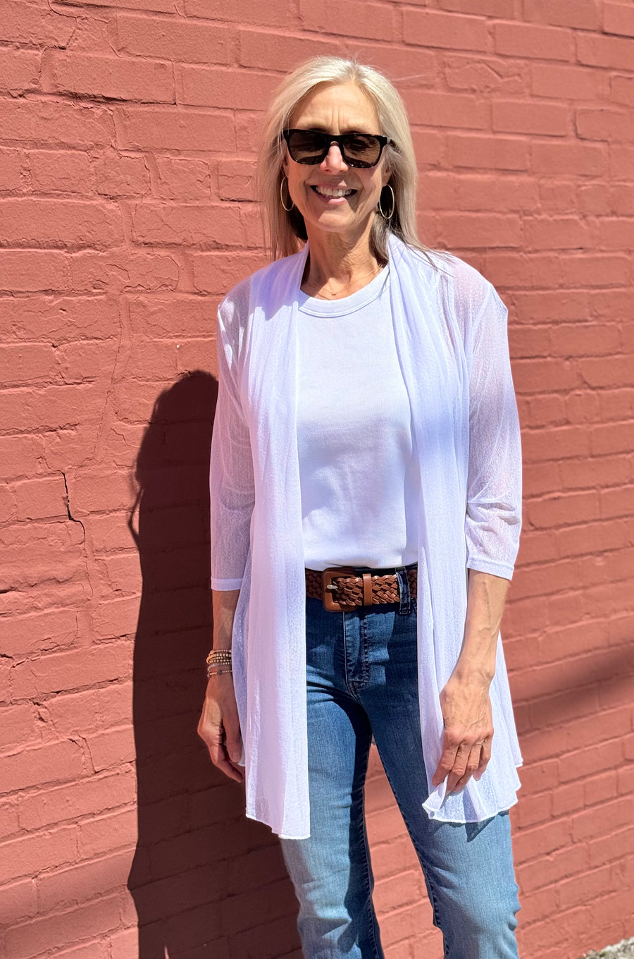 LEEZA WHITE MESH GO-TO CARDI
