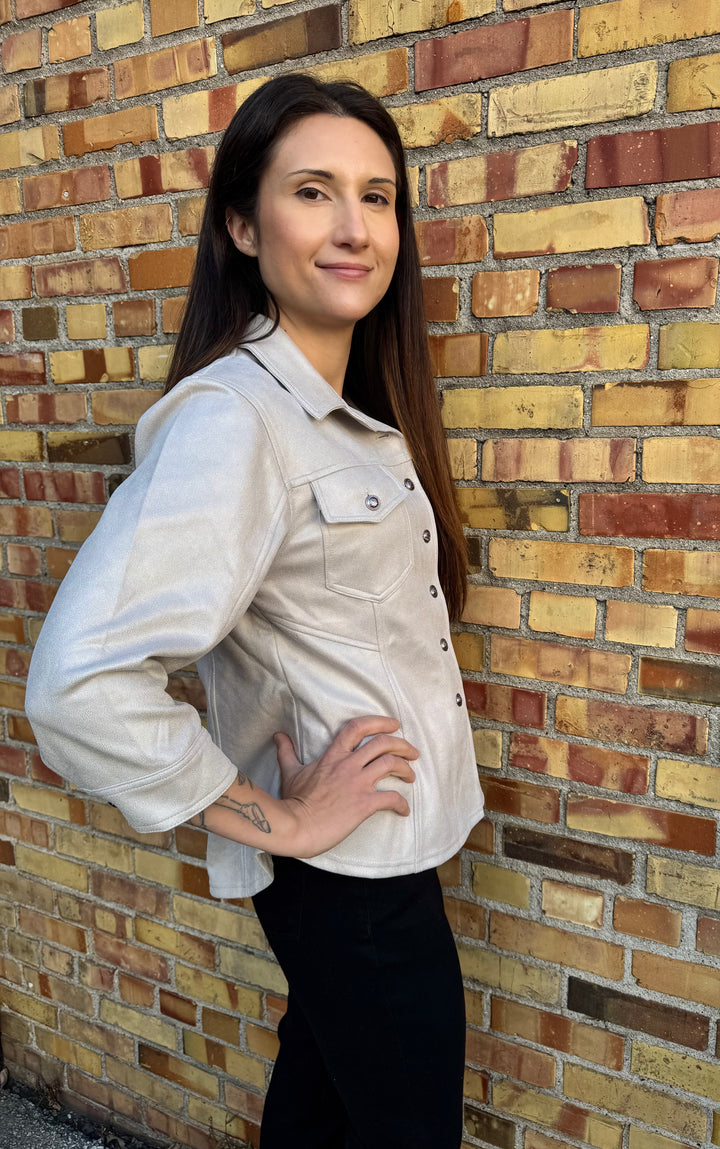 CHAMPAGNE VAL VEGAN LEATHER JACKET