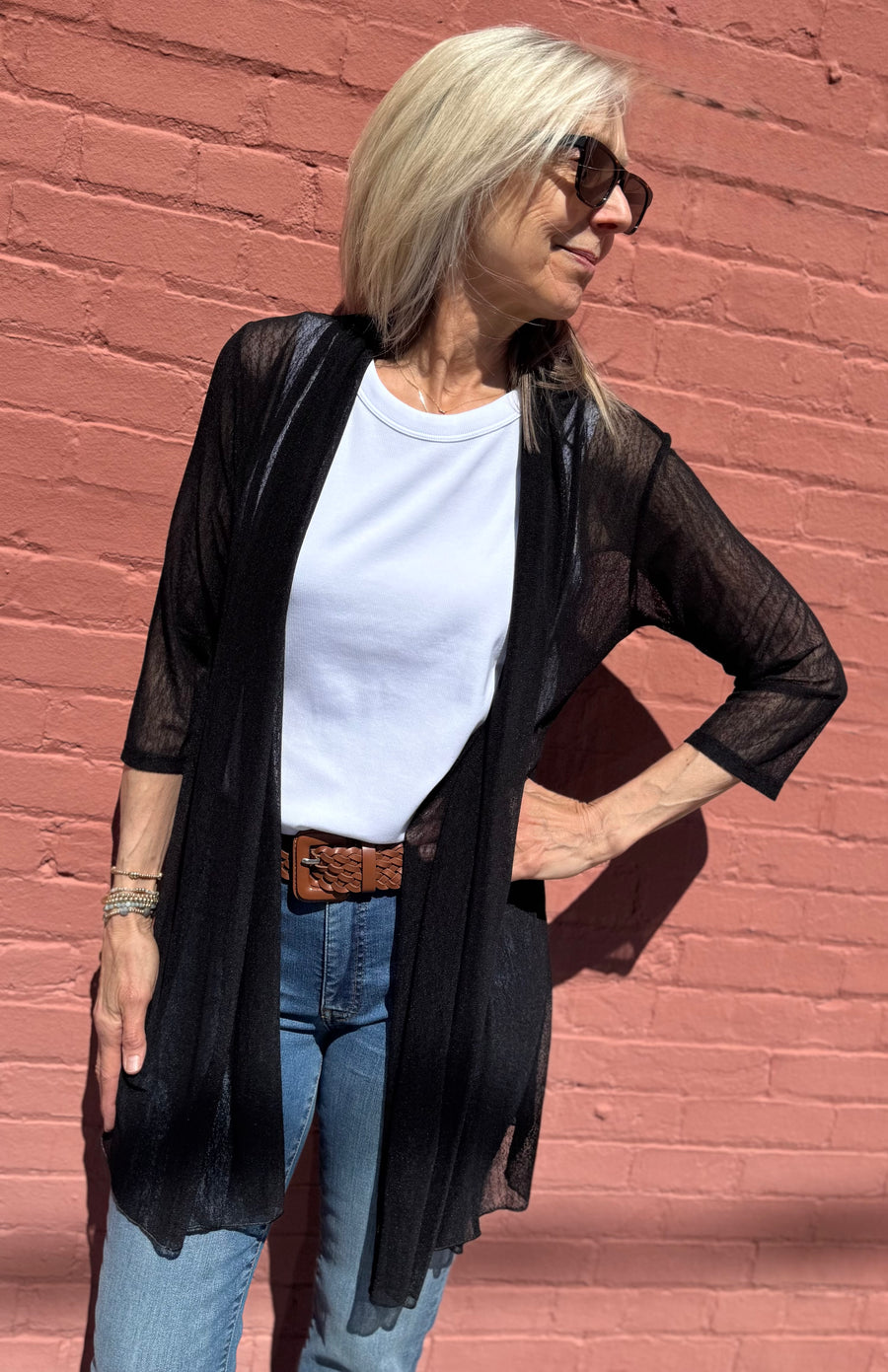 LEEZA BLACK MESH GO-TO CARDI

