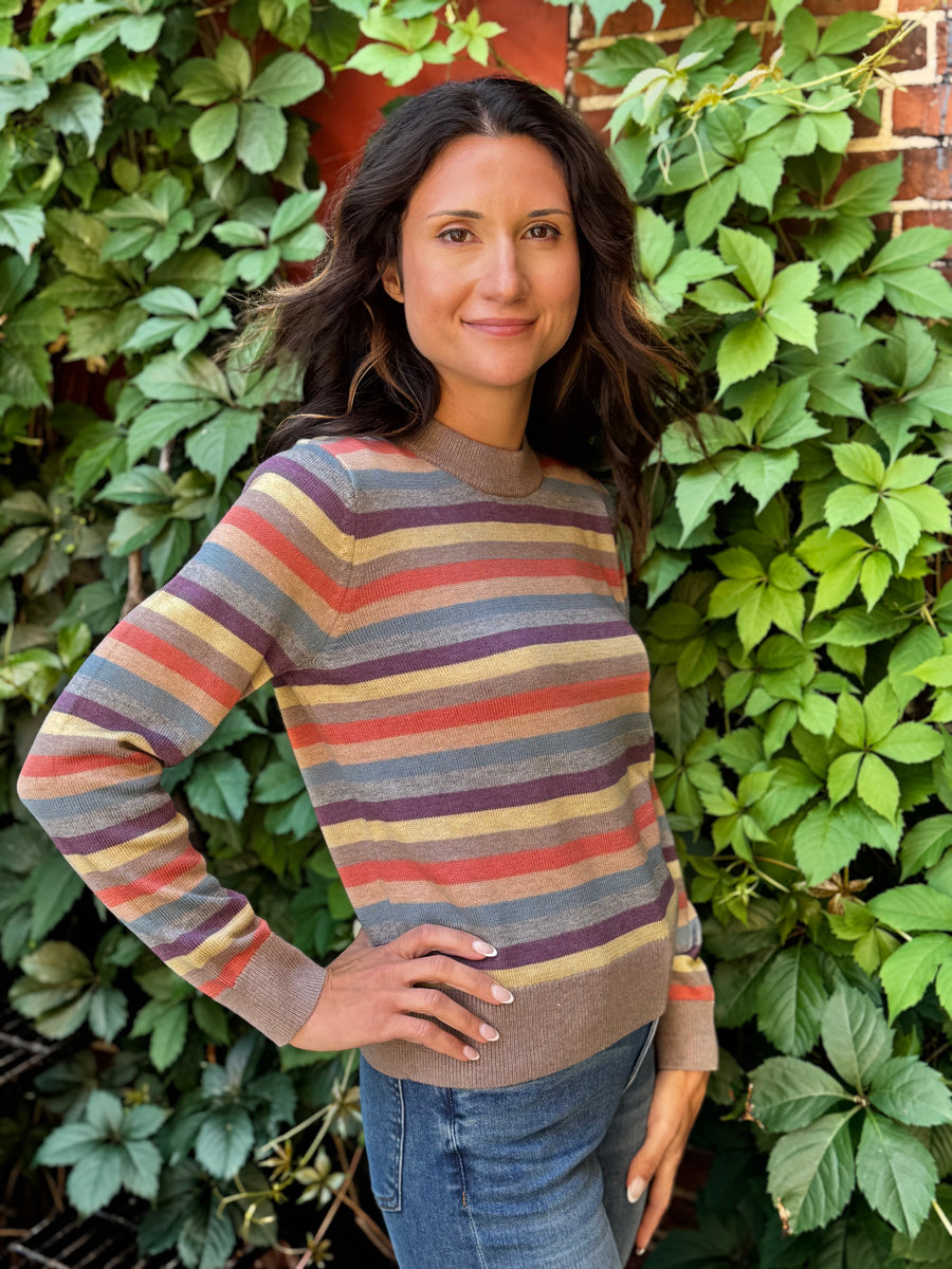 MOCHA MULTI CREW SWEATER
