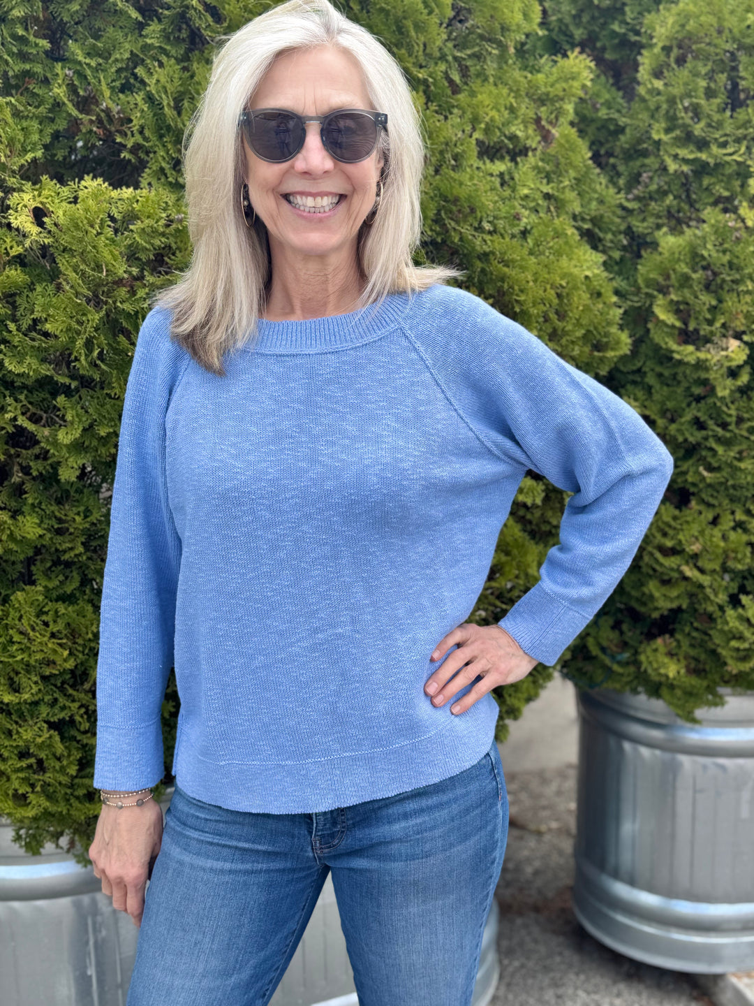 MILEY PERIWINKLE RAGLAN SLEEVE SWEATER