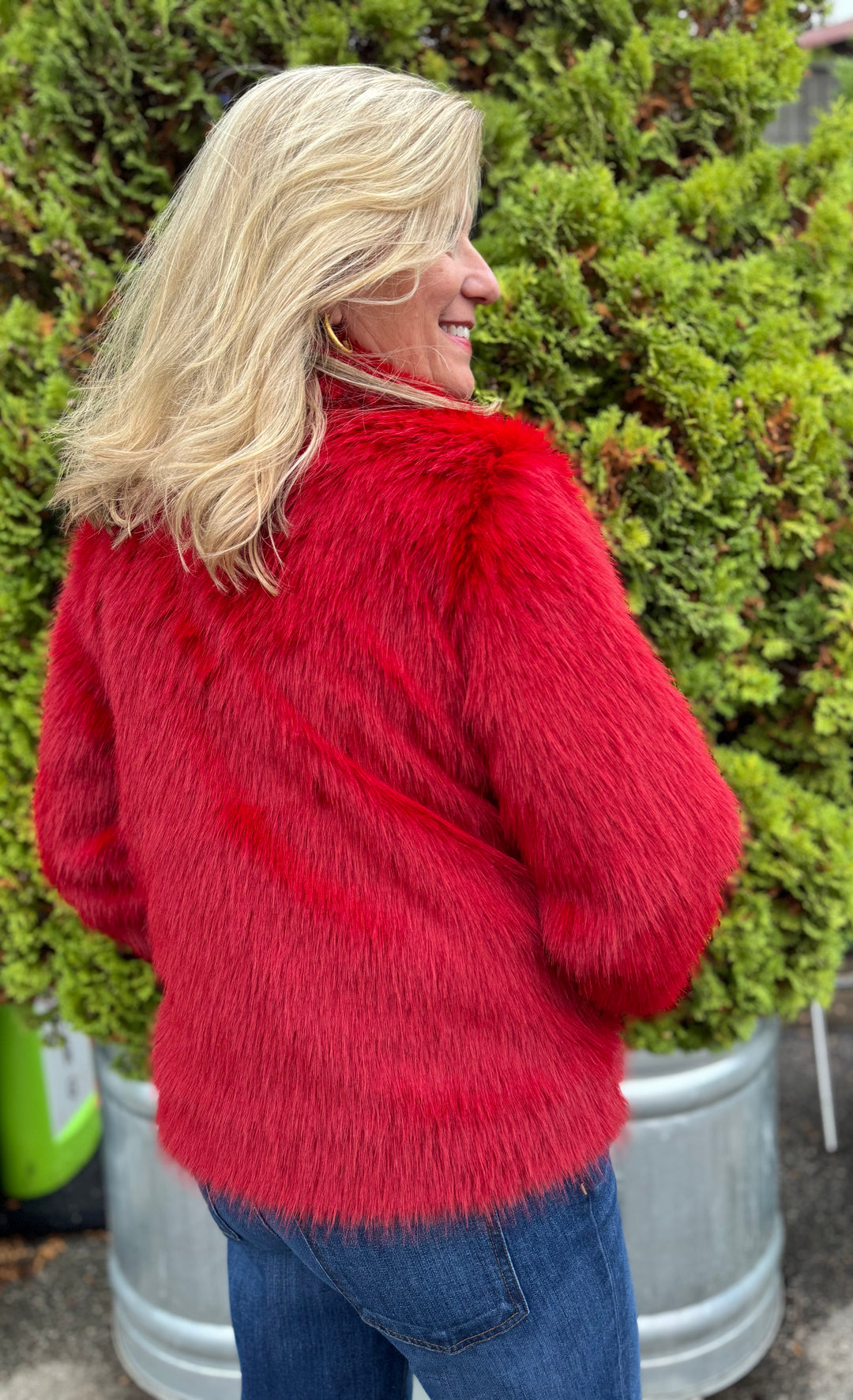 RUBY RED NOVA FAUX FUR SHORT JACKET