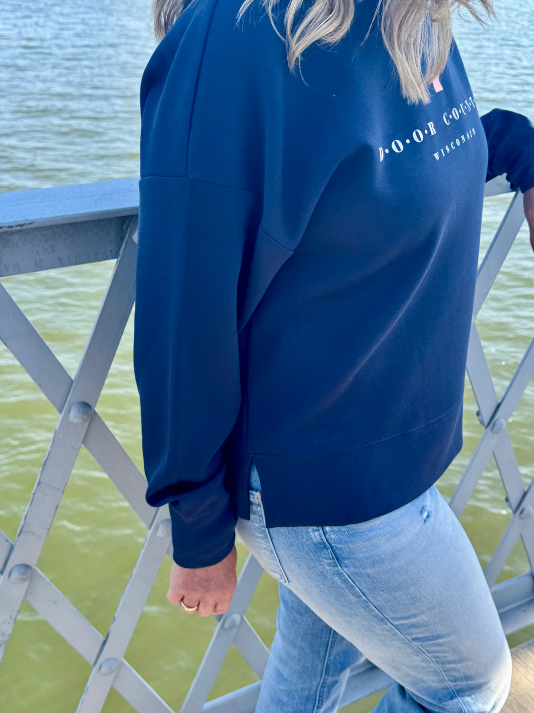 NAVY DOOR COUNTY WISCONSIN CAMP CREW SWEATSHIRT