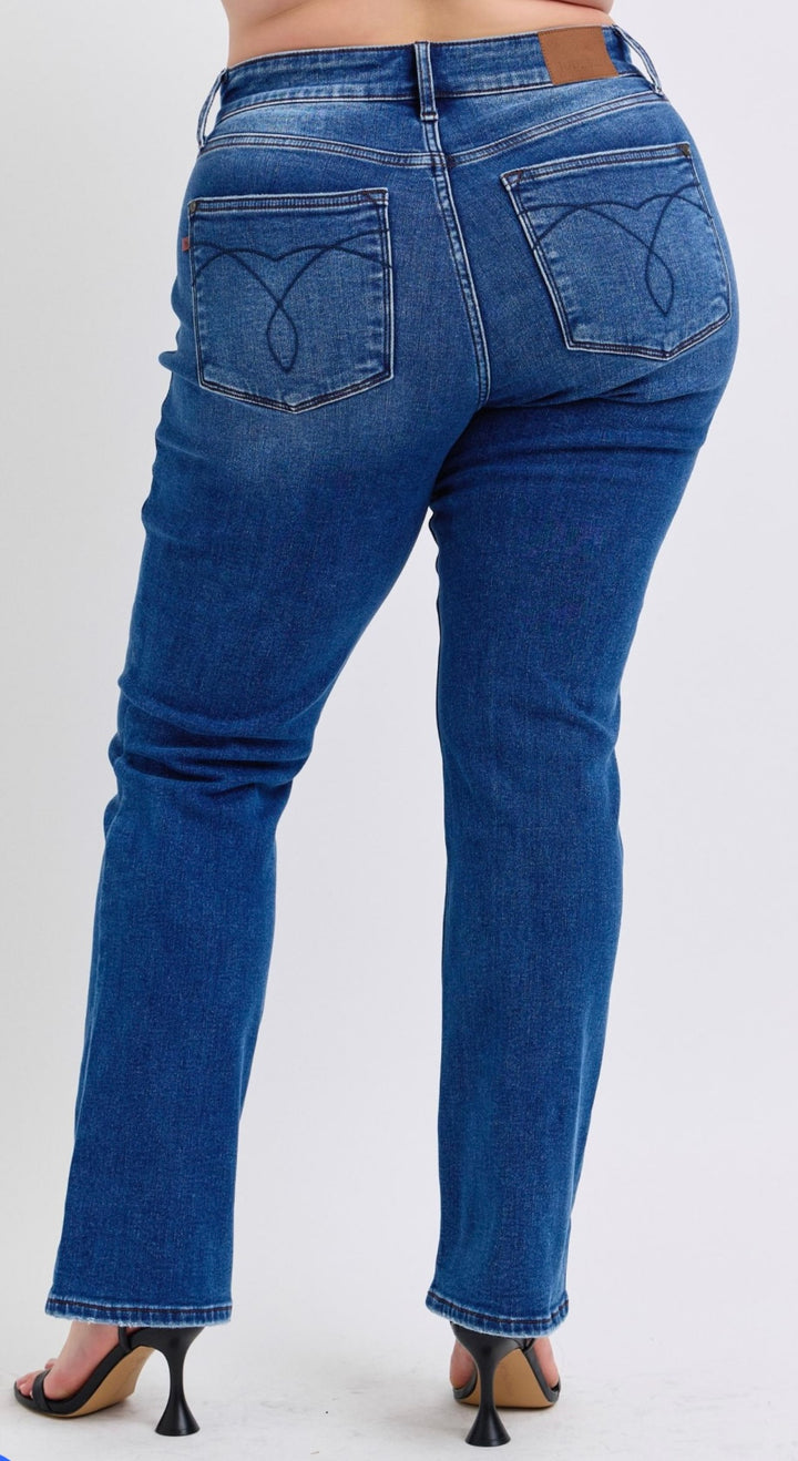 PLUS KALEY MID RISE THERMAL BOOTCUT JEANS