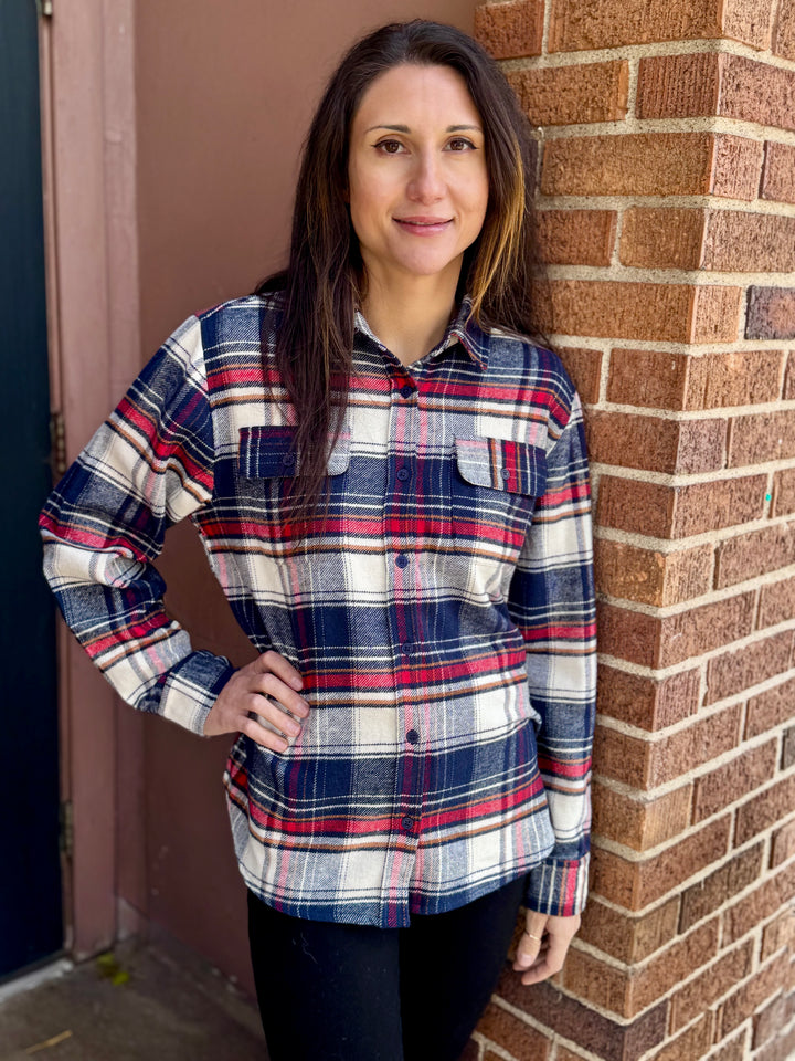 NAVY & IVORY FLANNEL SHIRT