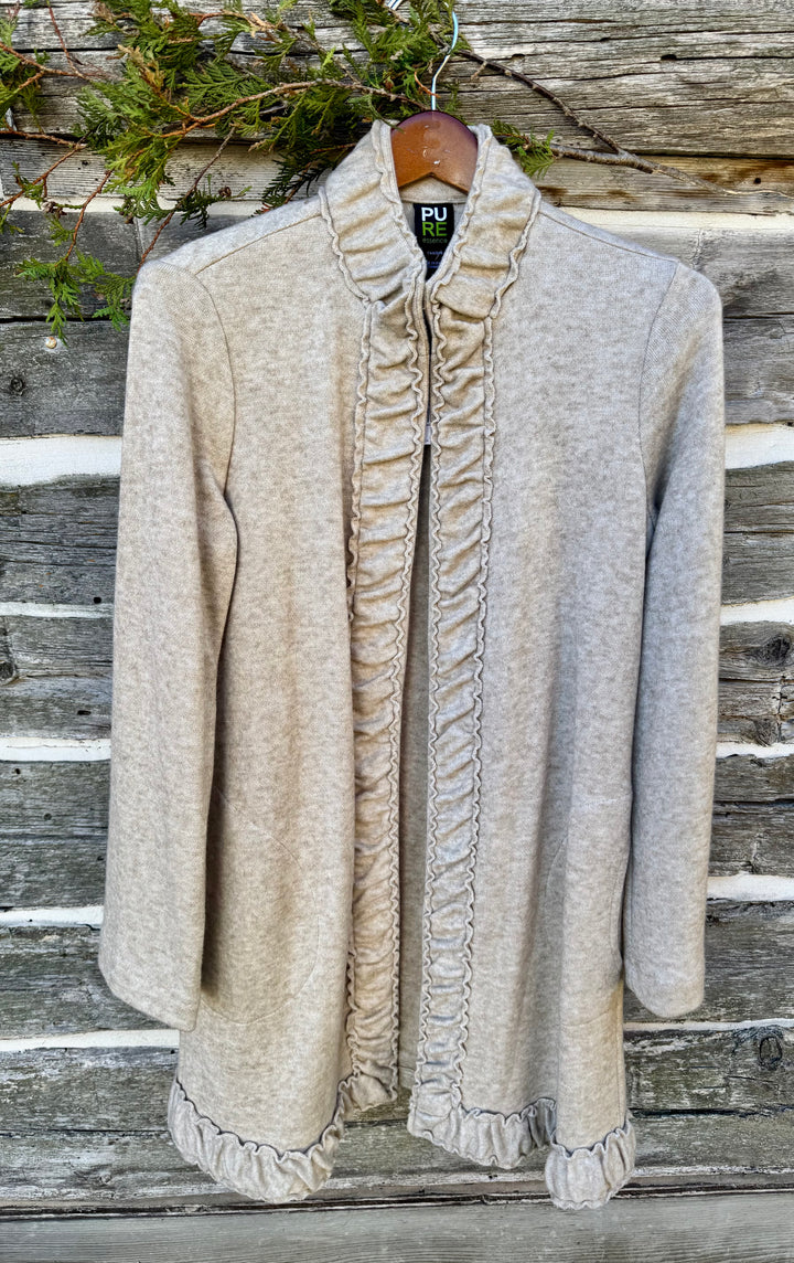 CATHERINE OYSTER  RUFFLE EDGE COATIGAN
