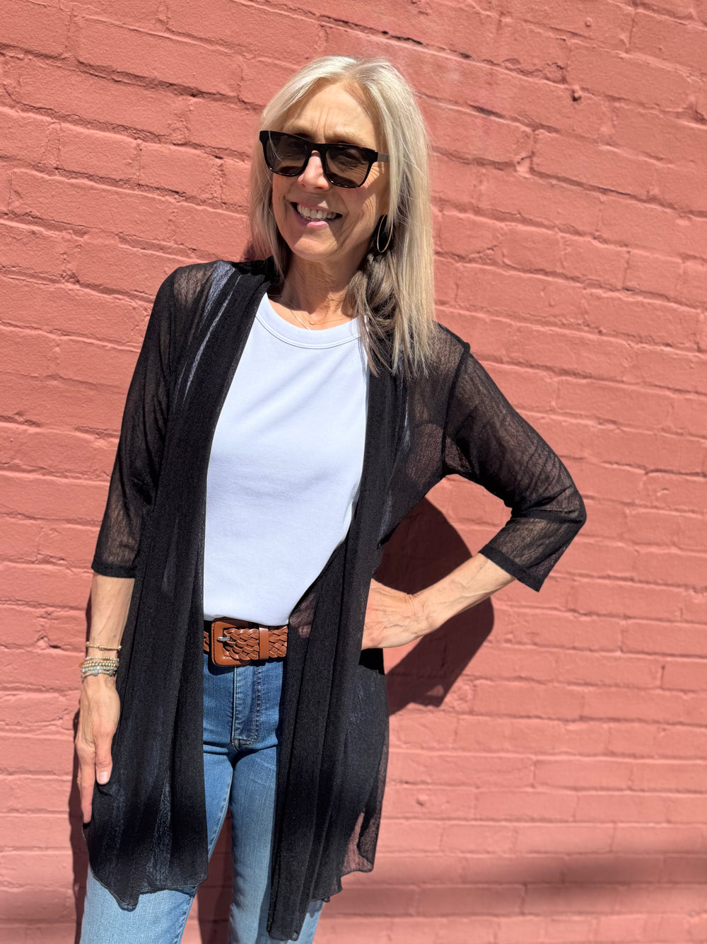 LEEZA BLACK MESH GO-TO CARDI
