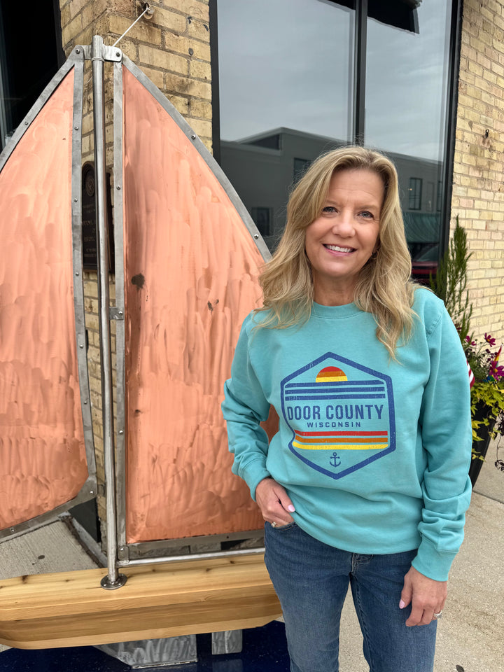 DOOR COUNTY SUNSET & ANCHOR CREW SWEATSHIRT