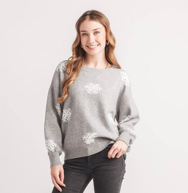 INGRID GREY SNOWFLAKE SWEATER
