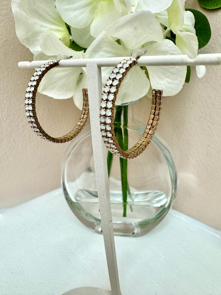OPALESCENT CRYSTAL POST HOOP EARRINGS