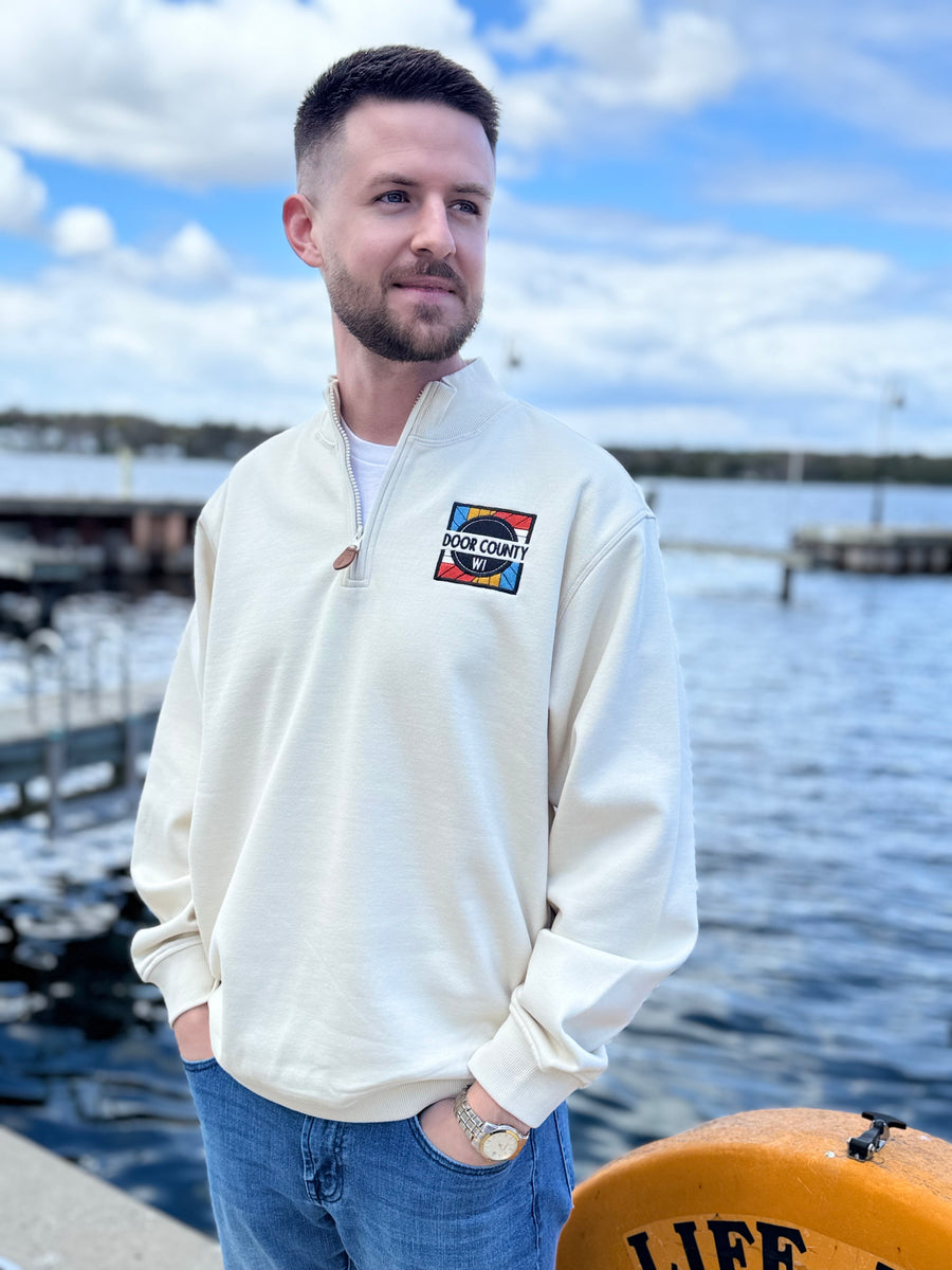 DOOR COUNTY EMBROIDERED PATCH SUEDED FLEECE  1/4 ZIP
