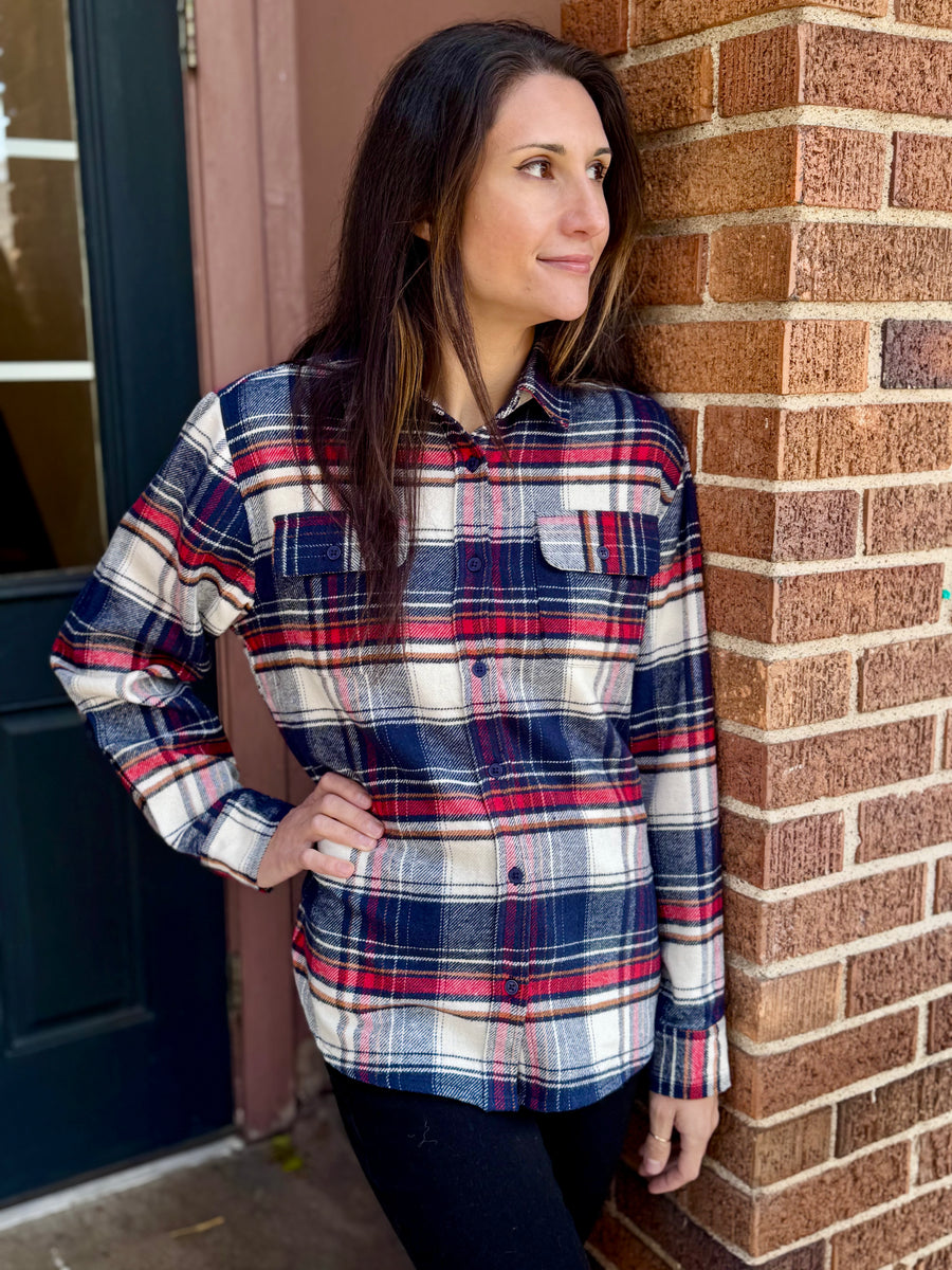 NAVY & IVORY FLANNEL SHIRT
