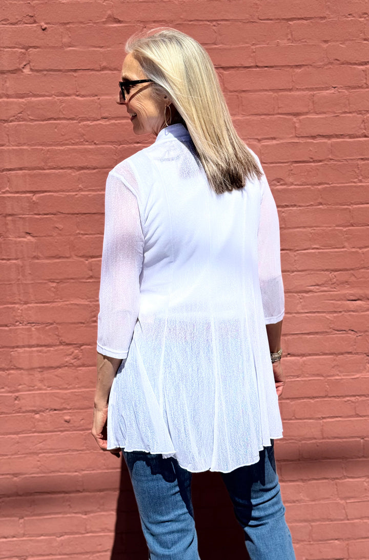 LEEZA WHITE MESH GO-TO CARDI