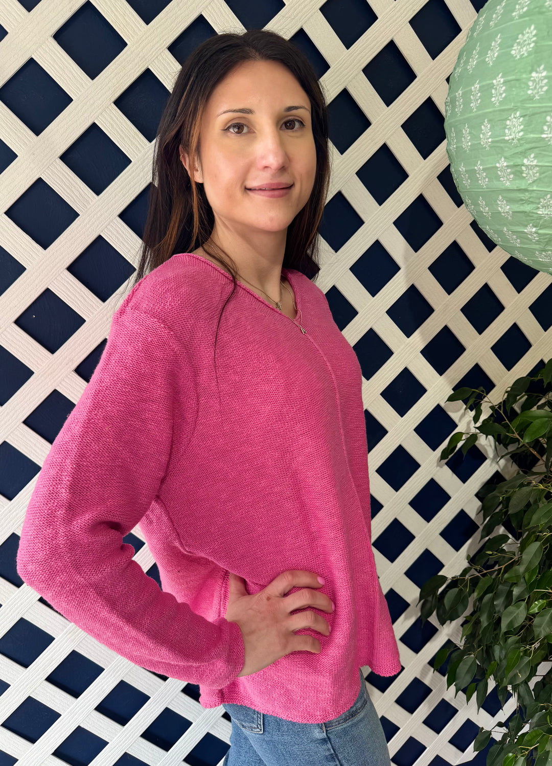 MACEY MAGENTA SEAM FRONT TUNIC SWEATER