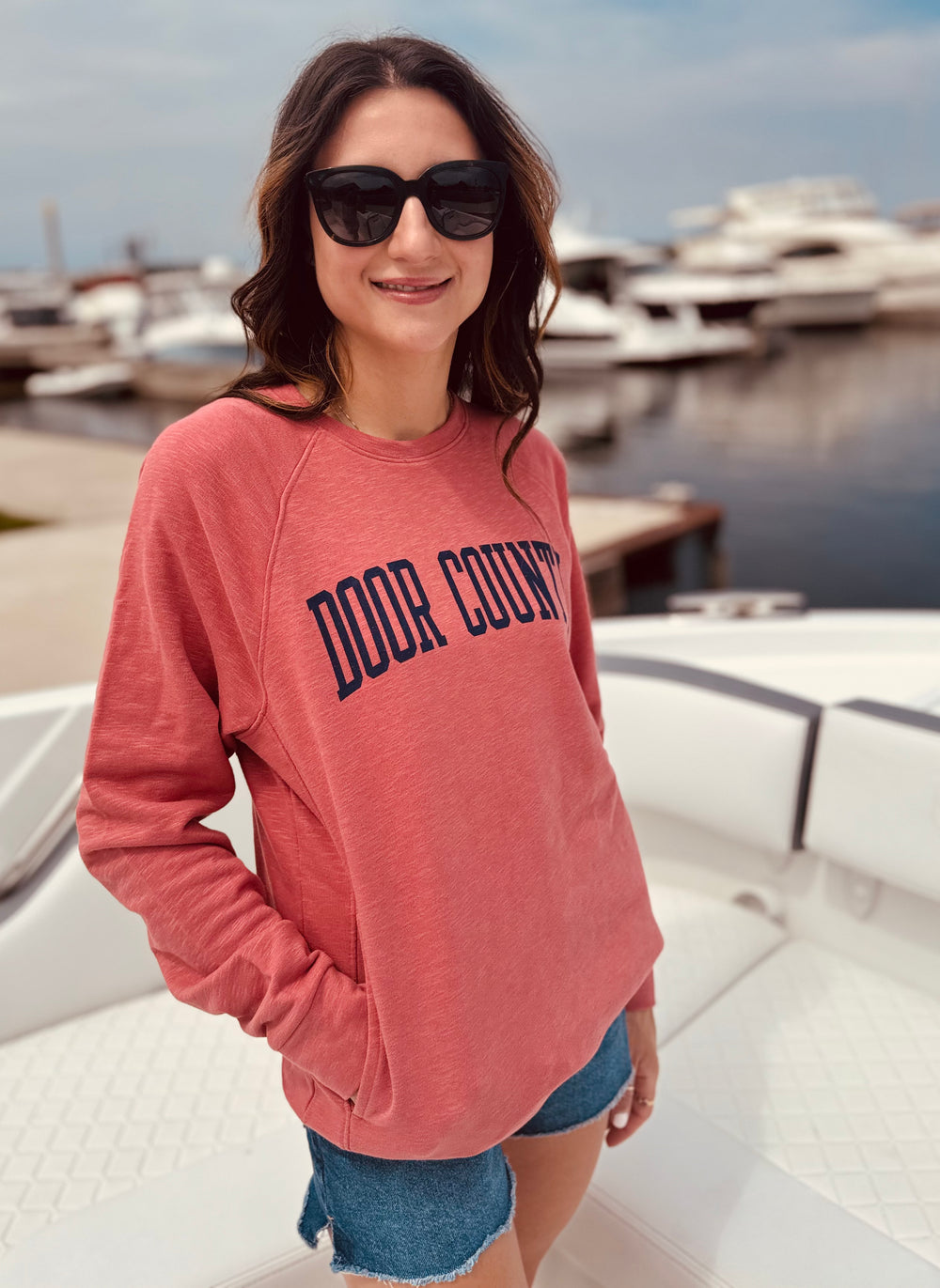 DOOR COUNTY BARN RED WEEKENDER CREW SWEATSHIRT
