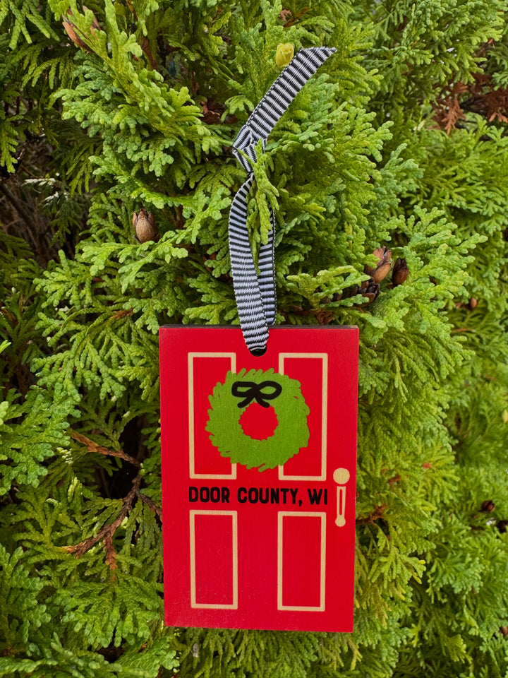 RED DOOR COUNTY HOLIDAY DOOR ORNAMENT