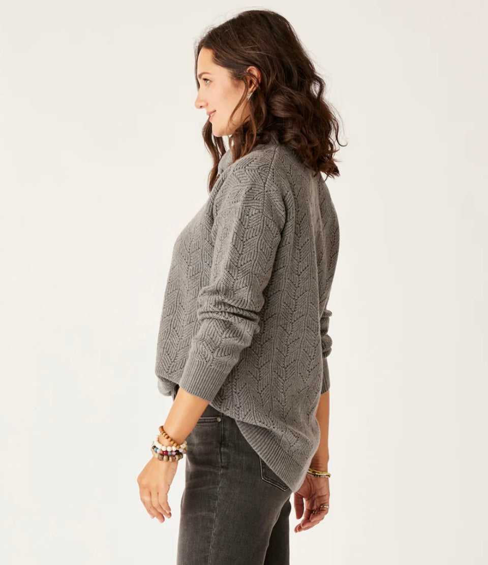 ROCKVALE PEWTER HEATHER ALLOVER STITCH SWEATER
