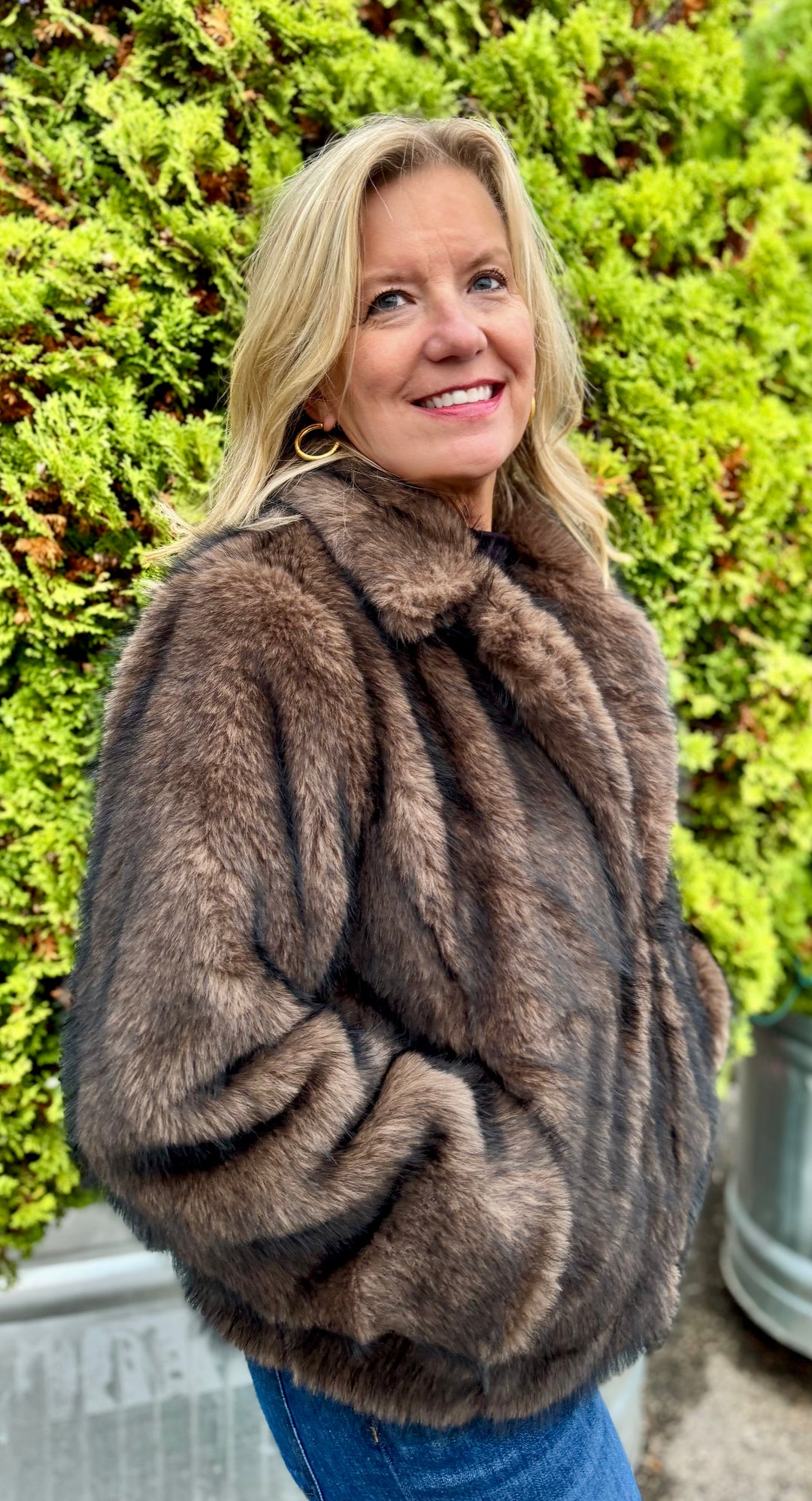 EILEEN ESPRESSO FAUX FUR SHORT COAT