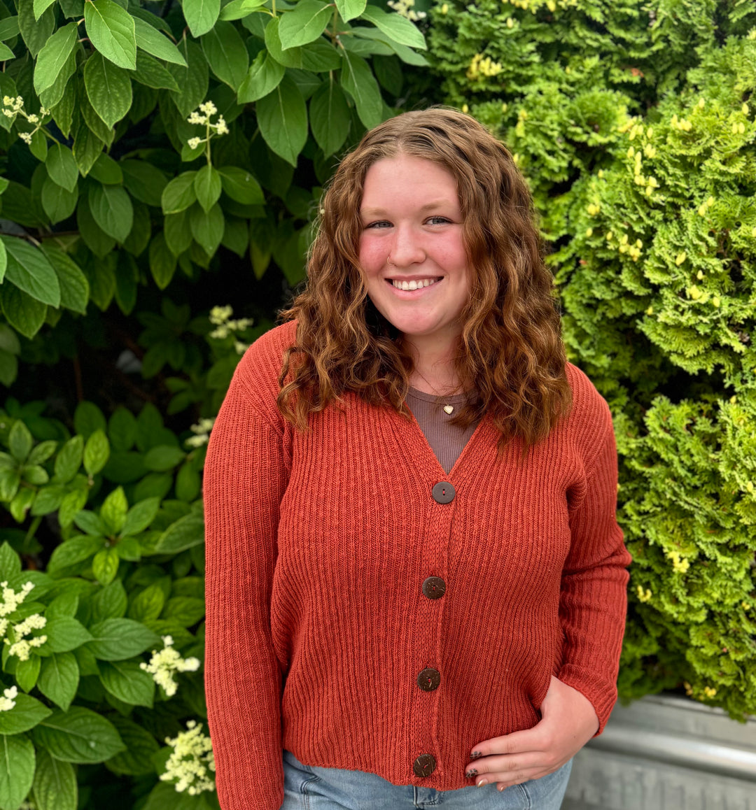HANNAH TERRACOTTA 4 BUTTON CARDIGAN