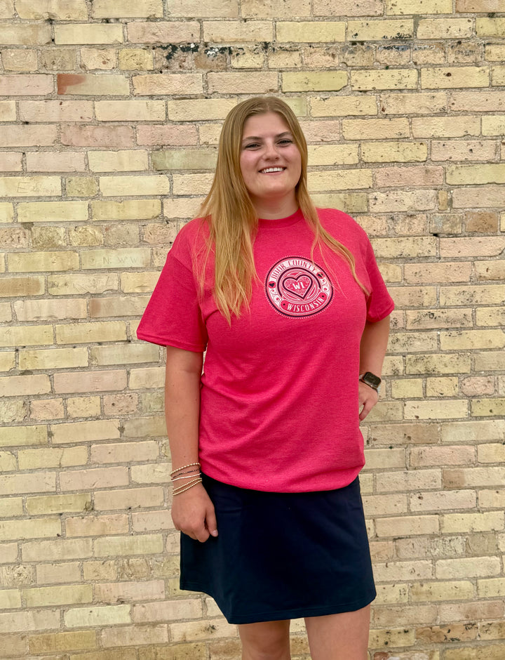 DOOR COUNTY WI SCROLL HEART T-SHIRT