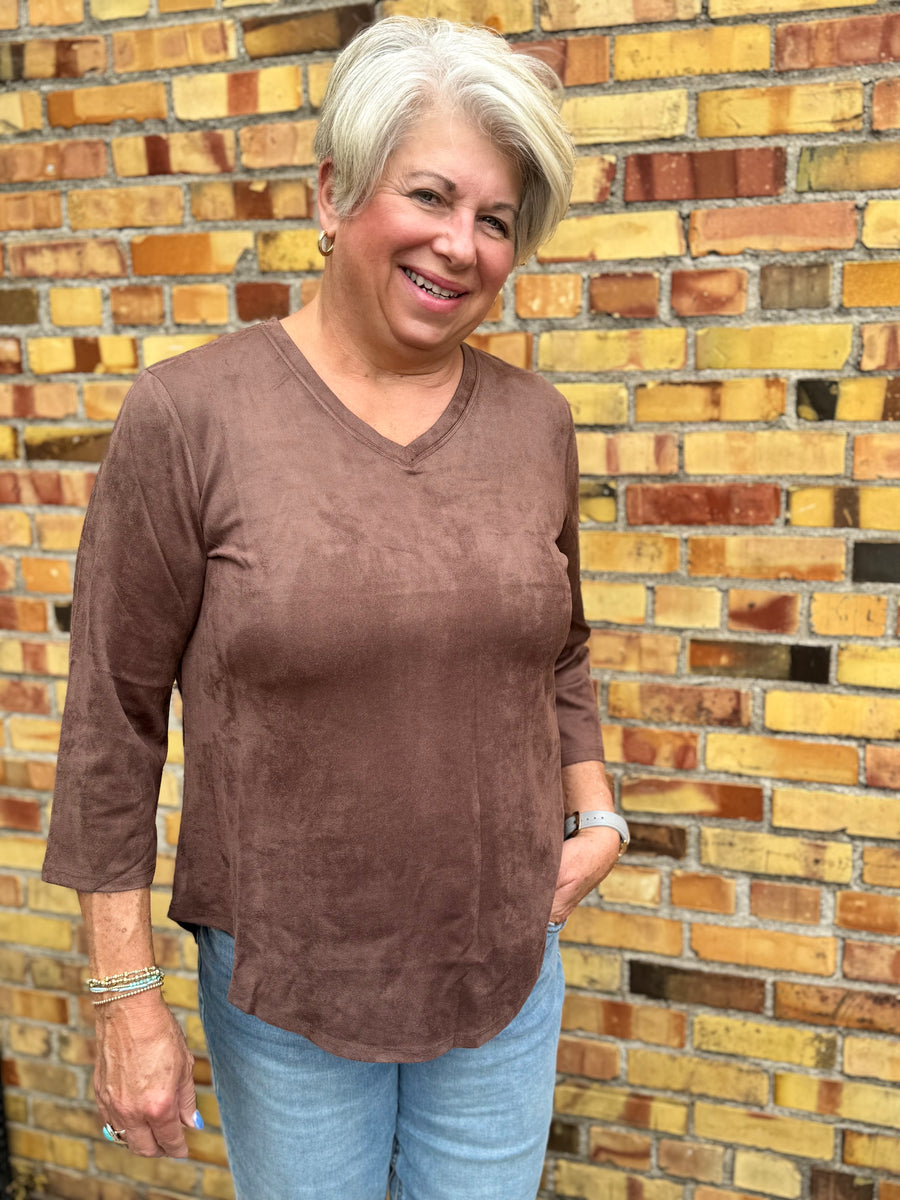 TILLY CHOCOLATE 3/4 SLEEVE TOP
