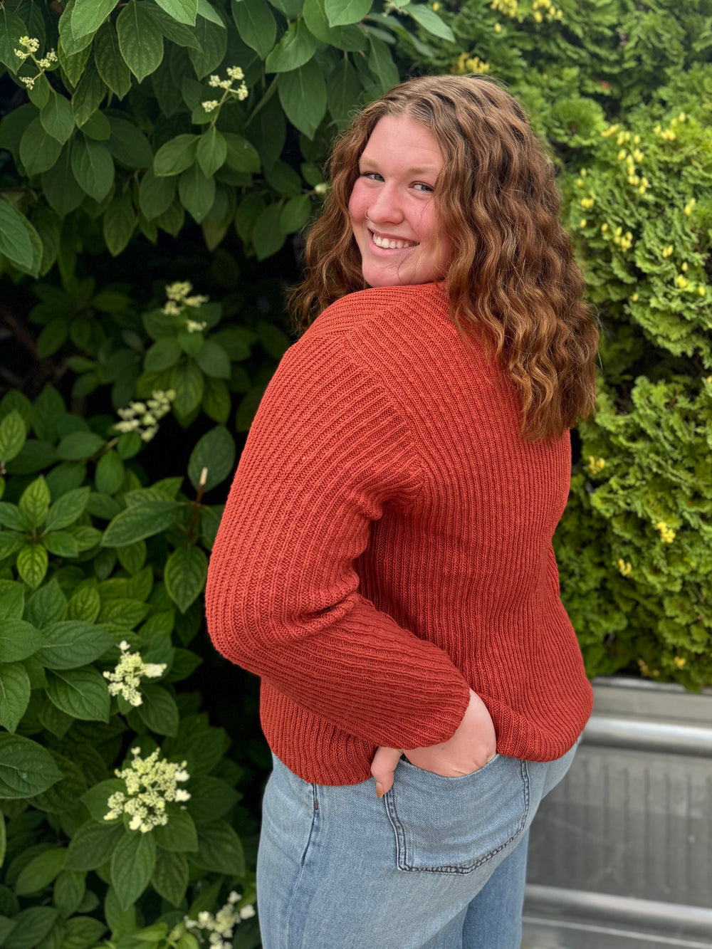 HANNAH TERRACOTTA 4 BUTTON CARDIGAN
