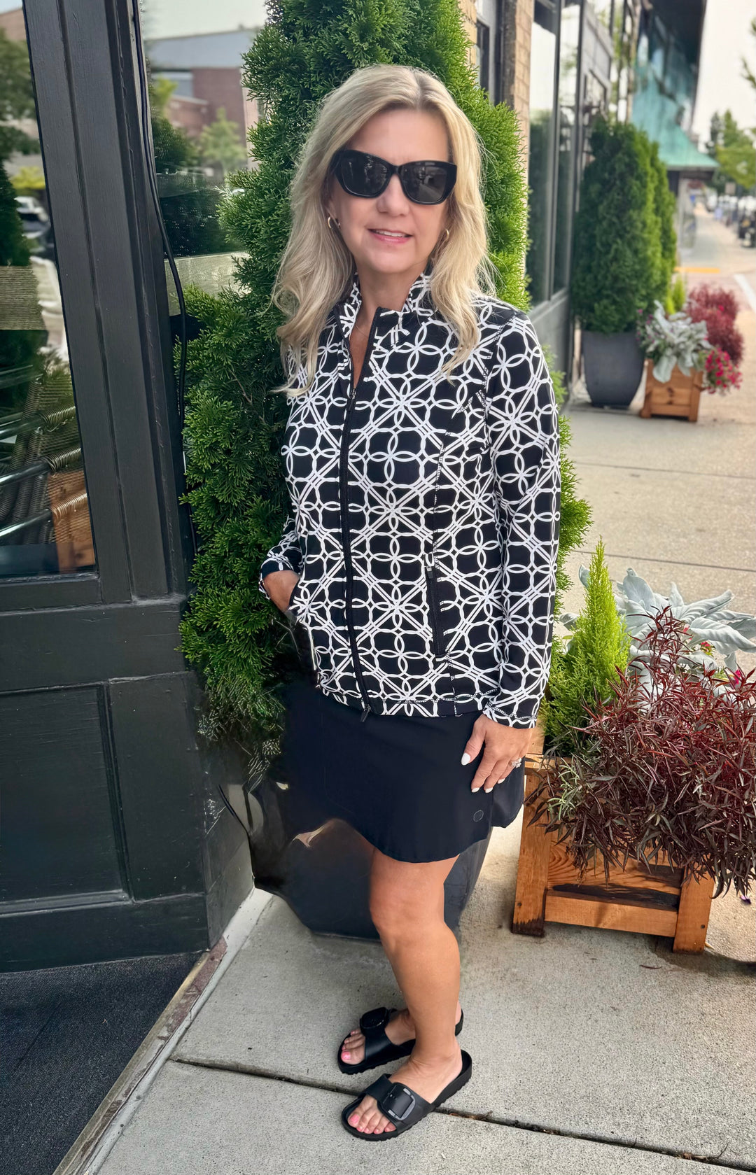 JACQUI BLACK GEO CIRCLE PRO FULL ZIP JACKET