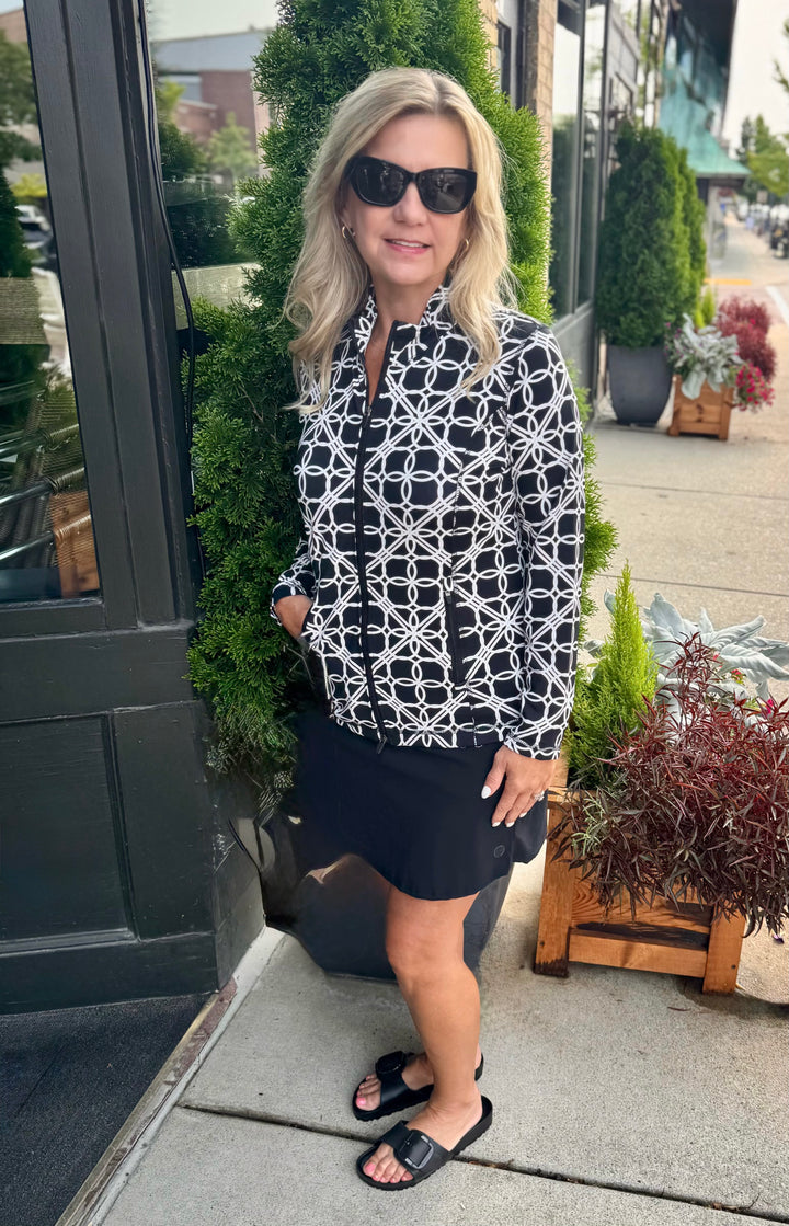 JACQUI BLACK GEO CIRCLE PRO FULL ZIP JACKET