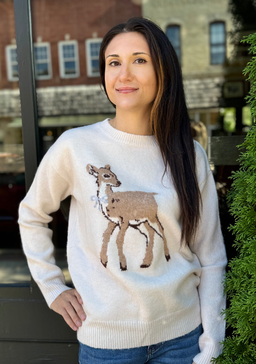 CREAM FAWN CREW NECK SWEATER
