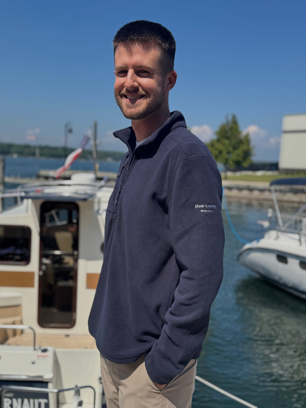 NAVY DOOR COUNTY FIRESIDE FLEECE 1/4 ZIP
