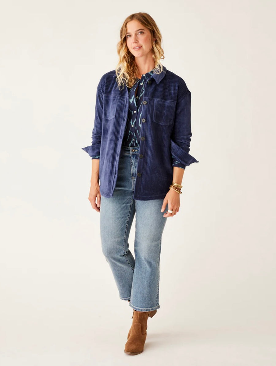 HUDSON NAVY STRETCH CORD SHACKET
