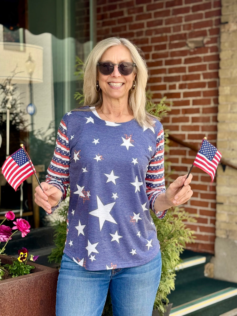 1776  3/4 SLEEVE BALLGAME TOP
