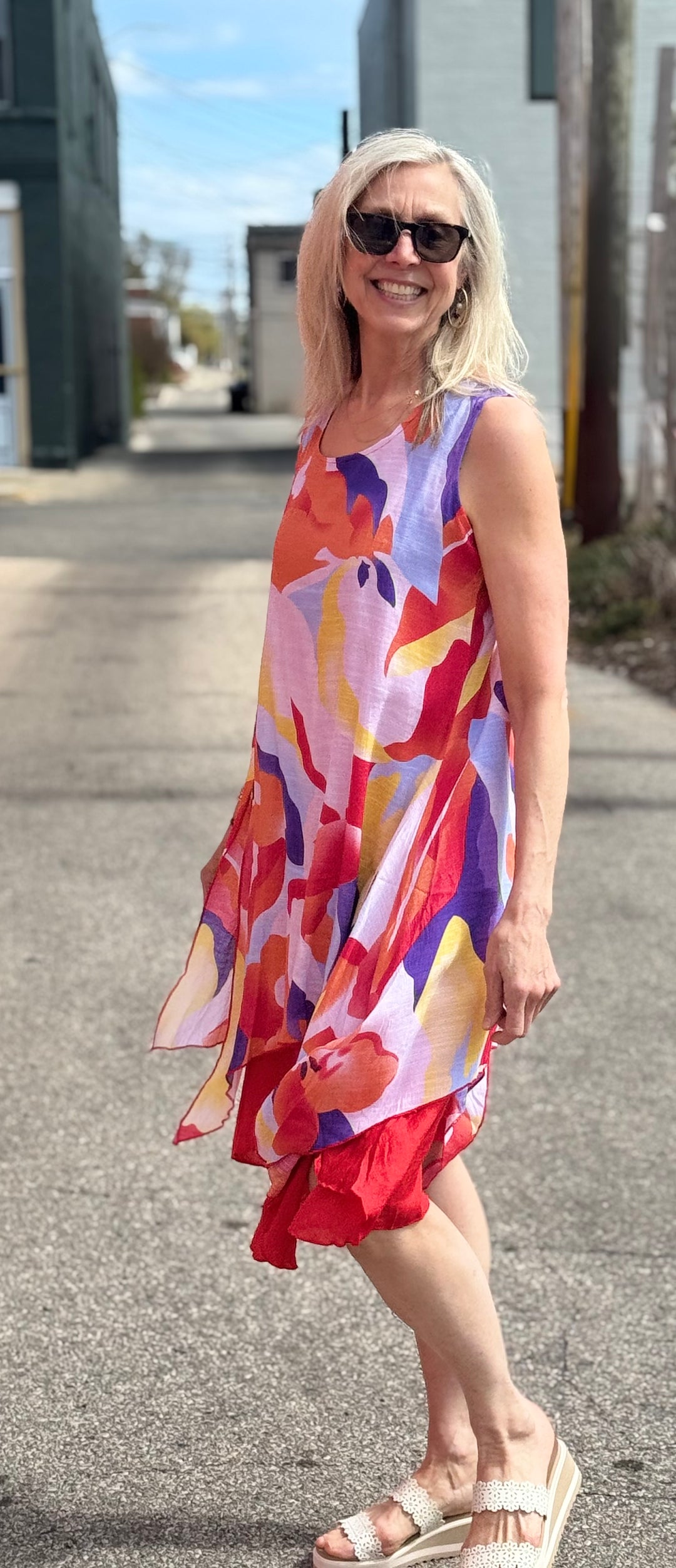 MILA RED DOUBLE LAYER DRESS