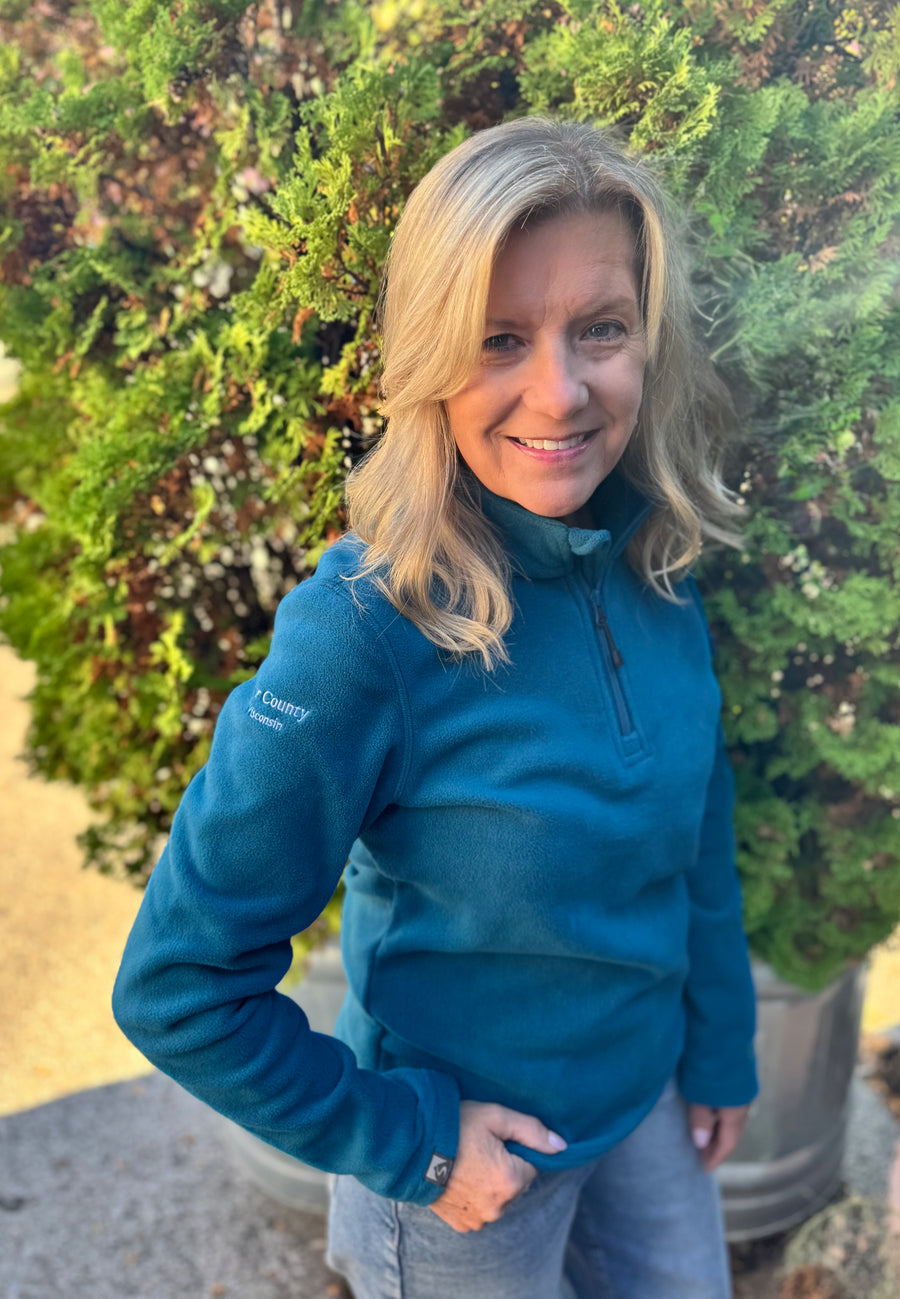 WOMEN'S OCEAN TEAL DOOR COUNTY WISCONSIN FIRESIDE FLEECE 1/4 ZIP
