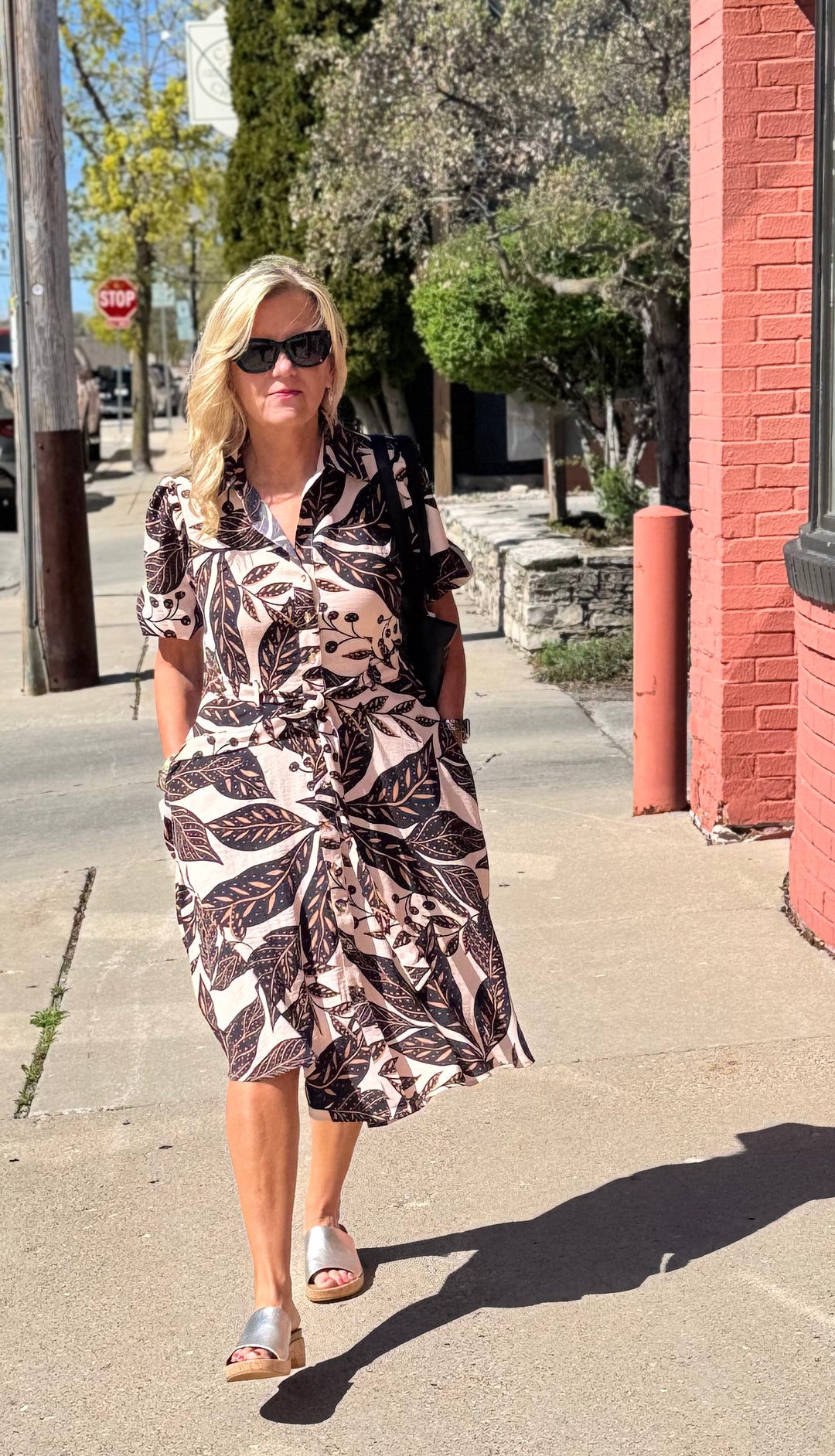 DASHA BLACK FLORAL MIDI DRESS