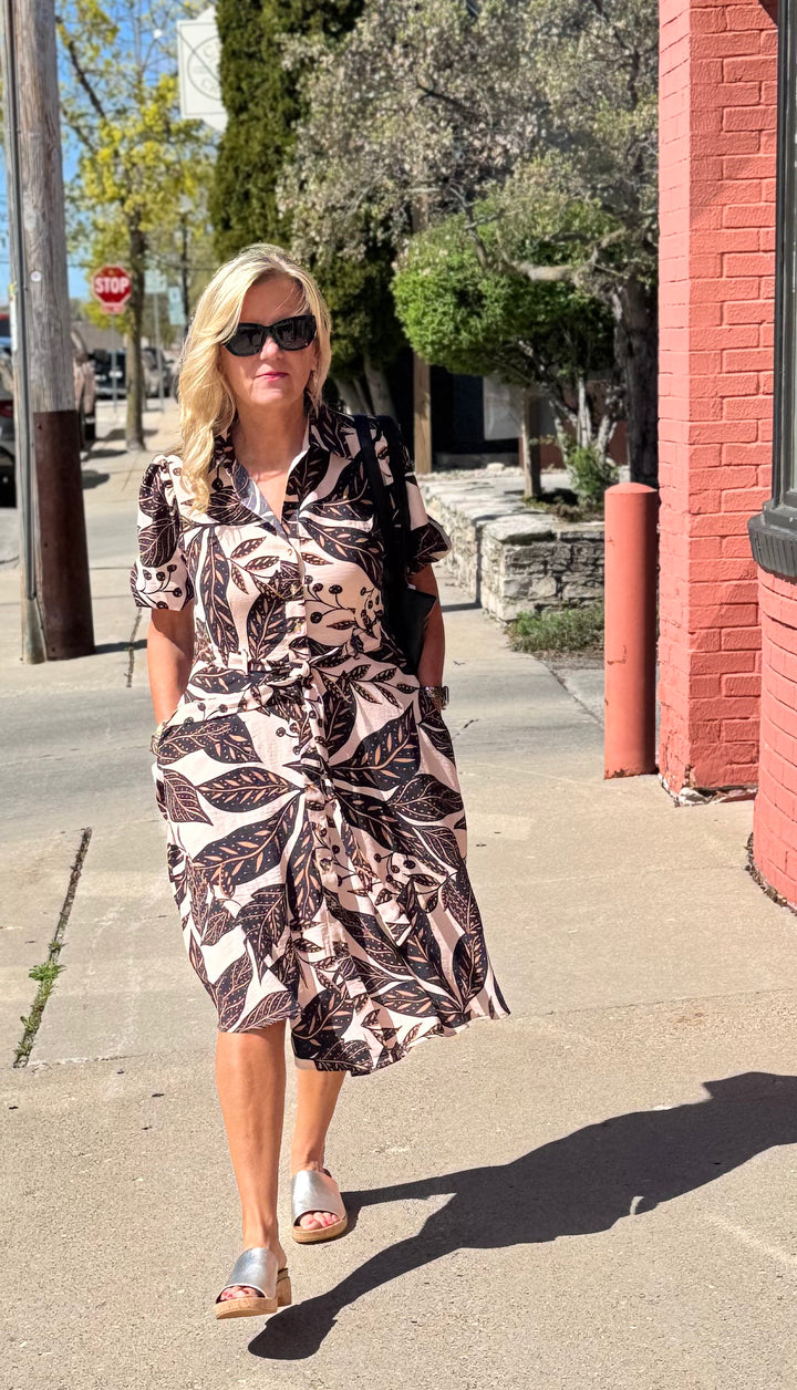 DASHA BLACK FLORAL MIDI DRESS
